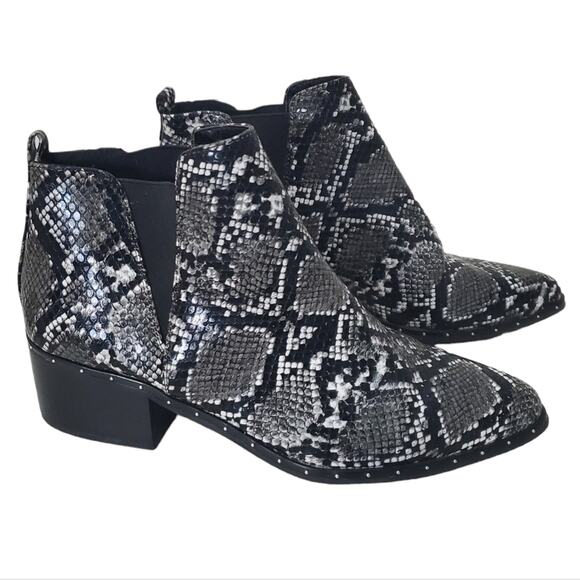 Bar III | Gabby Snake Print Vegan Leather Studded Heeled Chelsea Booties - Picture 1 of 11